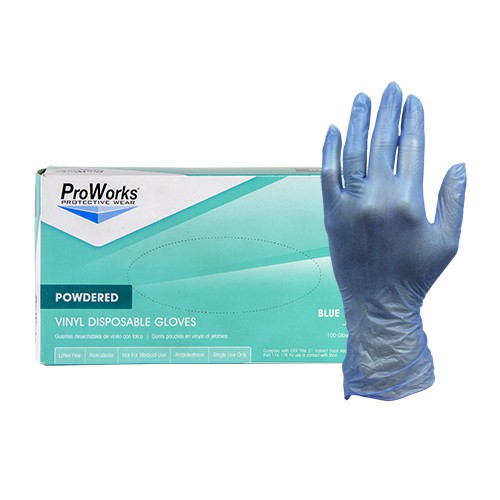ProWorks® Disposable Blue Vinyl Gloves, Powder Free, 3 mil (HOS-GL-V144P)